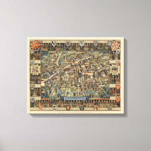 Pictorial Map of Cambridge, England Leinwanddruck