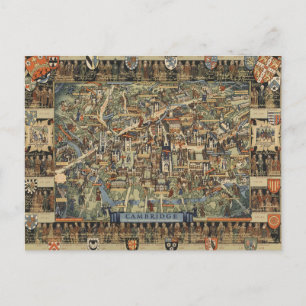 Pictorial Map of Cambridge, England Postkarte