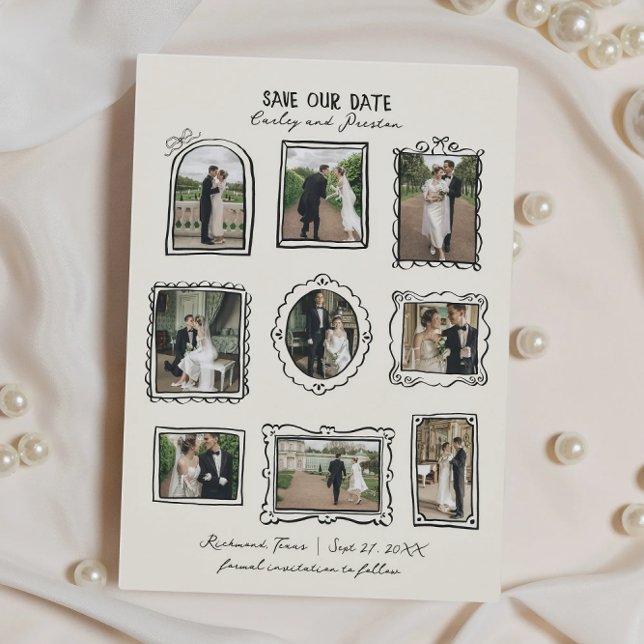 Picture Frames Hand Drawn Save The Date Card (Von Creator hochgeladen)