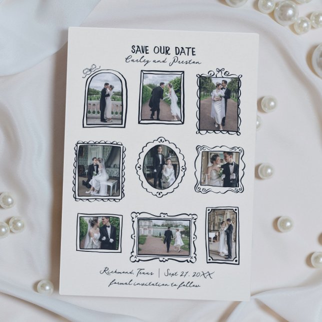 Picture Frames Hand Drawn Save The Date Card (Von Creator hochgeladen)
