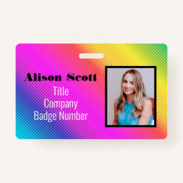 Picture ID Bright Neon Modern Rainbow Business Ausweis