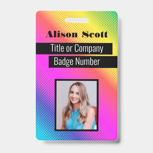 Picture ID Bright Neon Modern Rainbow Business Bad Ausweis (Vorderseite)