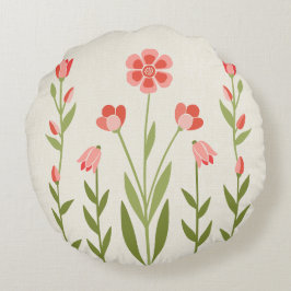 Picture Perfect Garden Floral – Salbei & Rosé Rundes Kissen