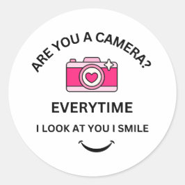 Picture Perfect Liebe Pink Camera Valentine Runder Aufkleber