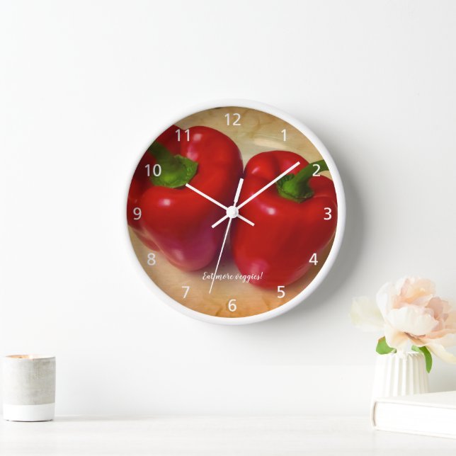 Picture Perfect Red Paprikaschoten Wall Clock Uhr (Zuhause)