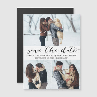 Picture Wedding Save the Date Magnet, drei Fotos Magneteinladung