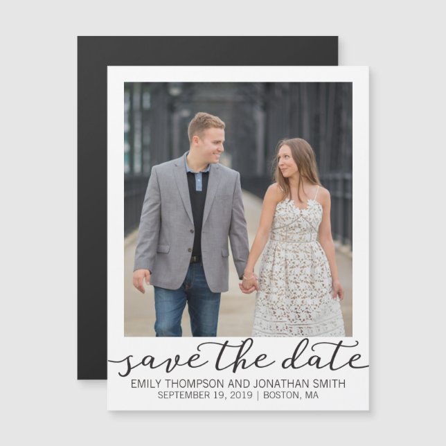 Picture Wedding Save the Date Magnets White Border Magneteinladung (Vorne/Hinten)