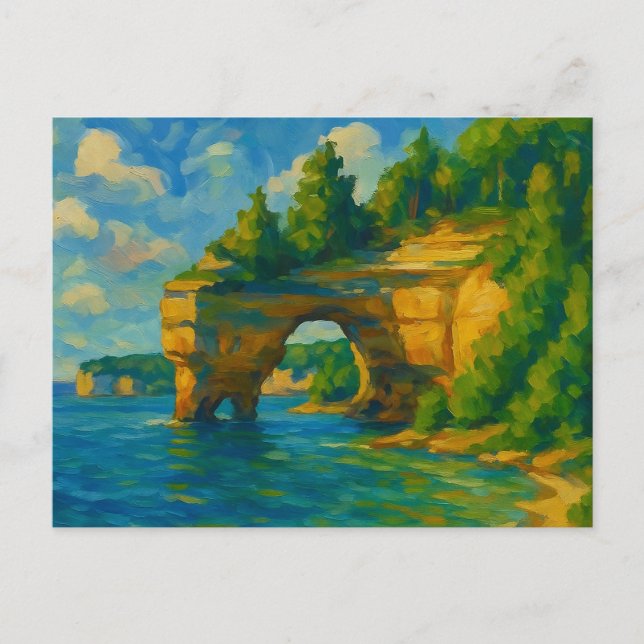 Pictured Rocks Michigan Feiertagspostkarte (Vorderseite)