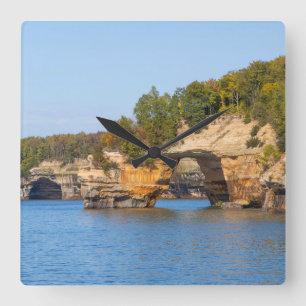 Pictures Rocks Lakeshore Clock Quadratische Wanduhr