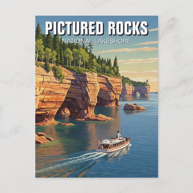 Pictures Rocks Michigan Travel Postkarte (Vorderseite)