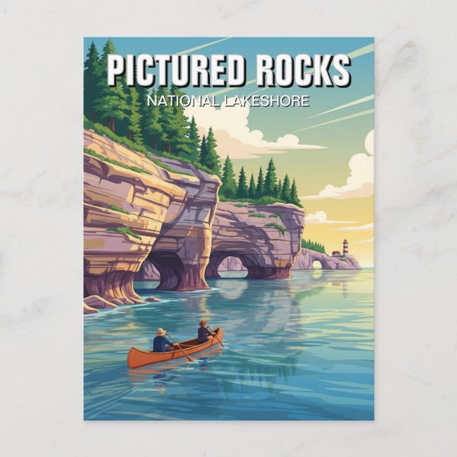 Pictures Rocks Michigan Travel Postkarte (Vorderseite)