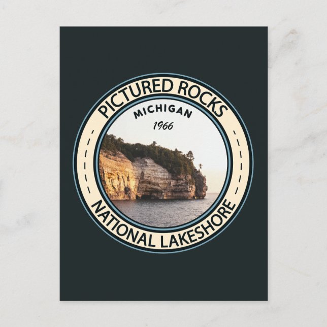 Pictures Rocks National Lakeshore Michigan Abzeich Postkarte (Vorderseite)