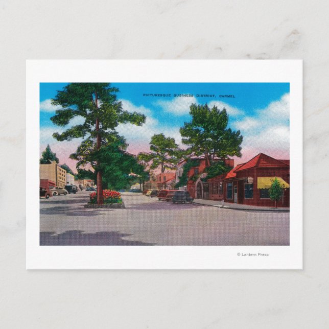 Picturesque Business District, Carmel Postkarte (Vorderseite)