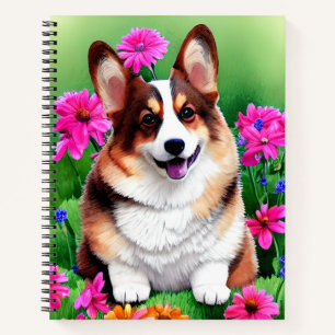 Picturesque Floral Corgi Notizbuch