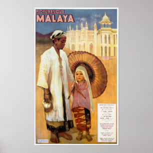 Picturesque Malaya Restured Vintage Travel Poster