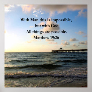 PICTURESQUE MATTHEW 19:26 OCEAN FOTO DESIGN POSTER