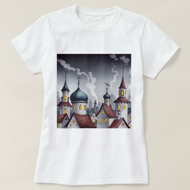 Picturesque town at night  T-Shirt (Design vorne)