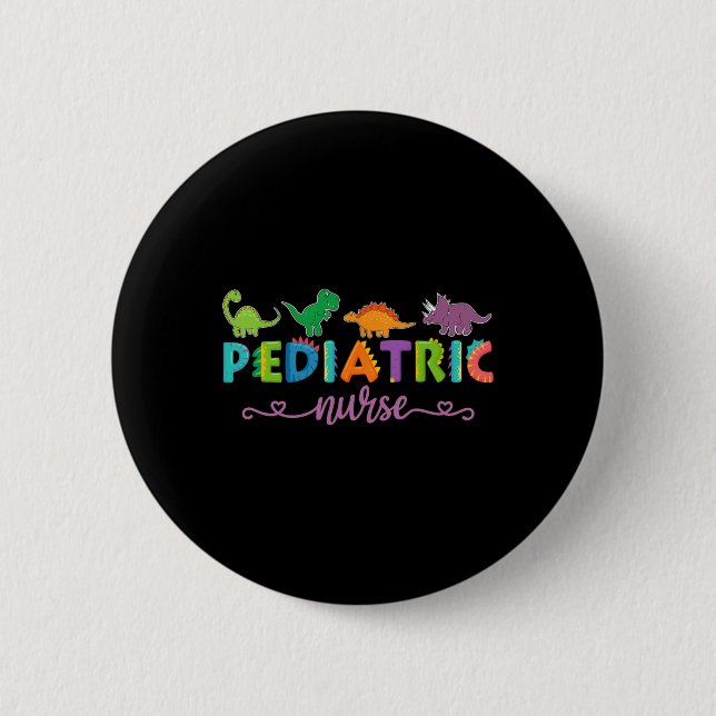 Picu Kinderkrankenschwester Dinosaurier Peds Krank Button (Vorderseite)