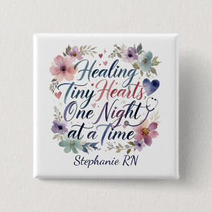 PICU-Krankenschwester heilt kleine Herzen Aquarell Button