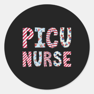 Picu Nurse Independence Day American Flag vom Juli Runder Aufkleber
