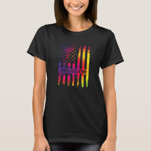 Picu Nurse US Flag Pädiatrische Intensivstation T-Shirt