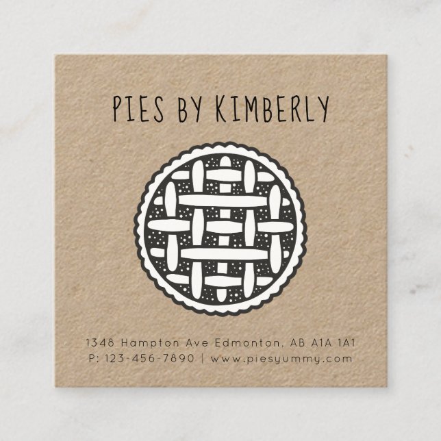 Pie Bakery Business Einfache Minimalistische Moder Quadratische Visitenkarte (Vorderseite)