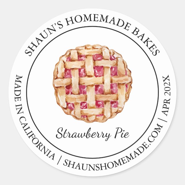 Pie Baking Modernes Label Runder Aufkleber (Vorderseite)