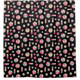 Pie Circles and Bars Pattern 271019v1 - Black Duschvorhang