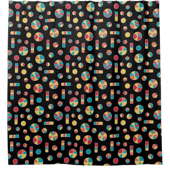 Pie Circles and Bars Pattern 271019v3 - Black Duschvorhang (Vorderseite)