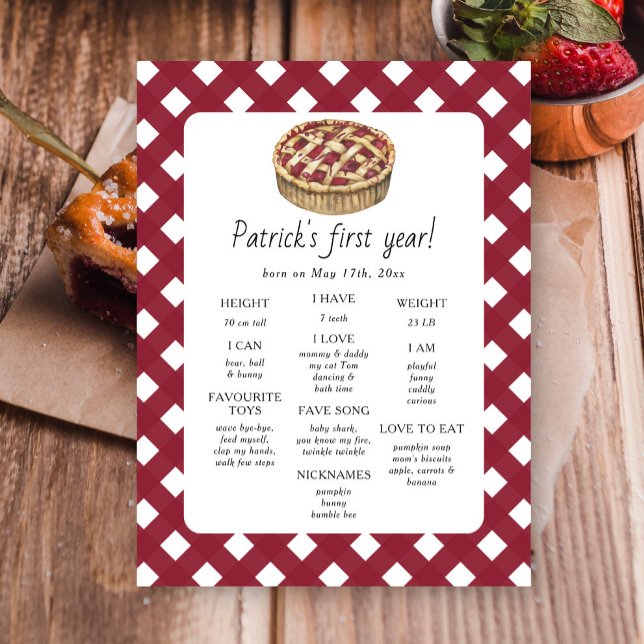 Pie First Birthday Milestone Geburtstag Poster (Von Creator hochgeladen)