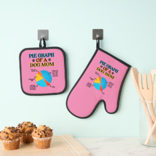Pie Graph einer Hunde-Mama Ofenhandschuh & Topflappen-Set