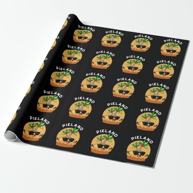 Pie-land Funny Island Pun Dark BG Geschenkpapier (Ungerollt)