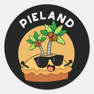 Pie-land Funny Island Pun Dark BG Runder Aufkleber