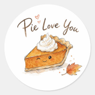 Pie Liebe dich Watercolor Thanksgiving Runder Aufkleber