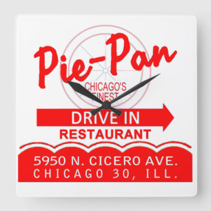 Pie-Pan Drive-In Restaurant, Chicago, Illinois Quadratische Wanduhr