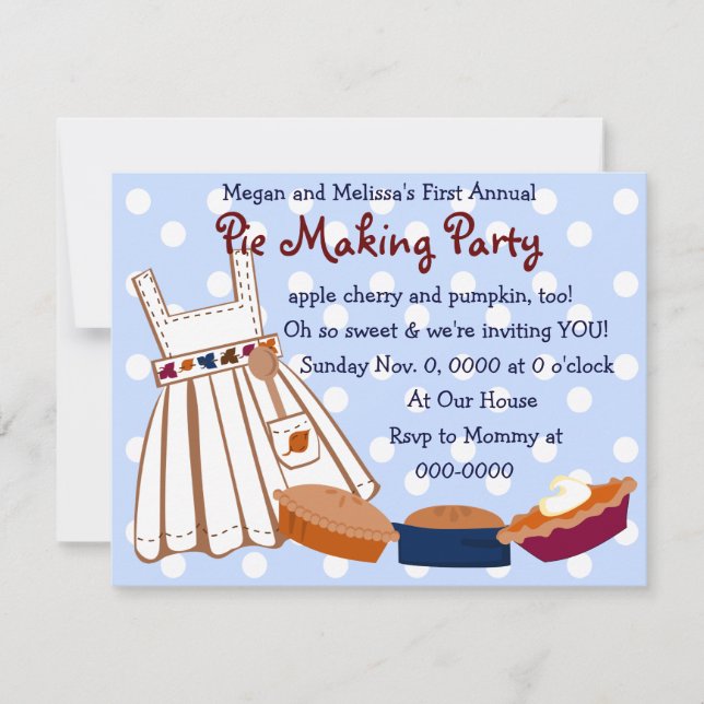 Pie Party Einladung (Vorderseite)