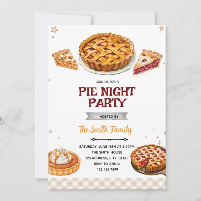 Pie party theme invitation einladung (Vorderseite)