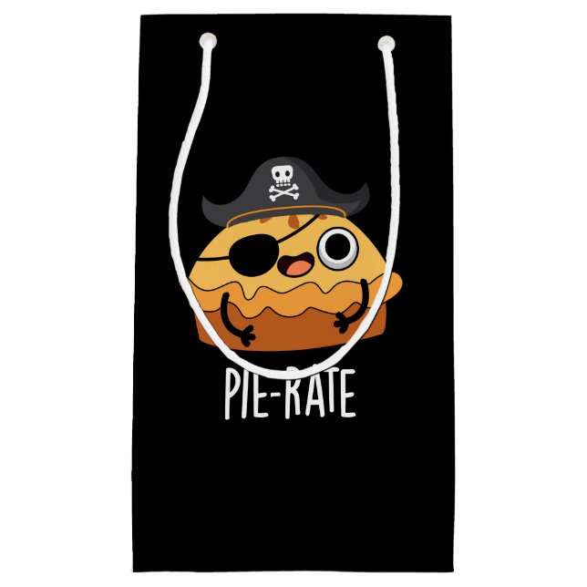 Pie-rate Funny Pirate Pie Pun Dark BG Kleine Geschenktüte (Vorderseite)