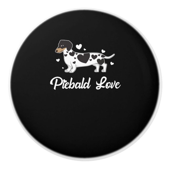 Piebald-Dackel-Hundeinhaber-Geschenk Keramikknauf (Vorderseite)