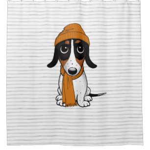 Piebald Dackel Niedlich Hipster Dog Cartoon Duschvorhang