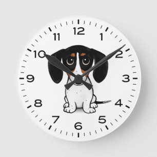 Piebald Dackel Niedliche Dackel Dog Runde Wanduhr