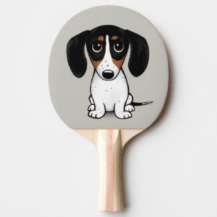 Piebald Dackel   Niedlicher Cartoon Dog Tischtennis Schläger