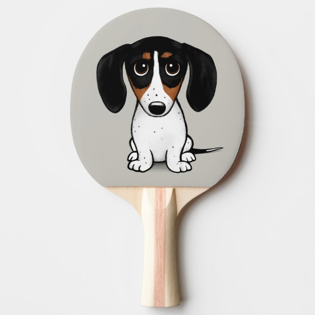 Piebald Dackel | Niedlicher Cartoon Dog Tischtennis Schläger (Vorderseite)