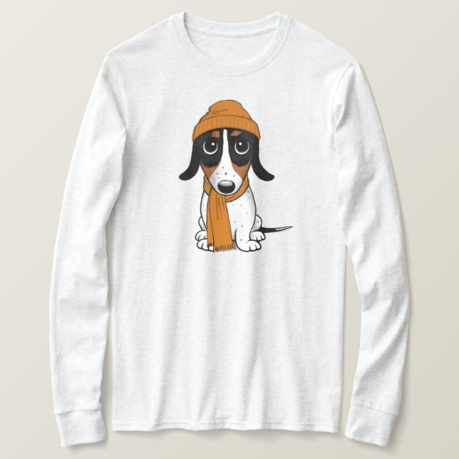 Piebald Dackel Niedlicher Hipster Hund T-Shirt (Design vorne)