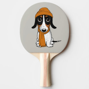Piebald Dackel Niedlicher Hipster Hund Tischtennis Schläger