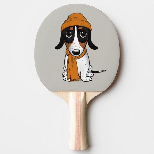 Piebald Dackel | Niedlicher Hipster Hund Tischtennis Schläger (Vorderseite)