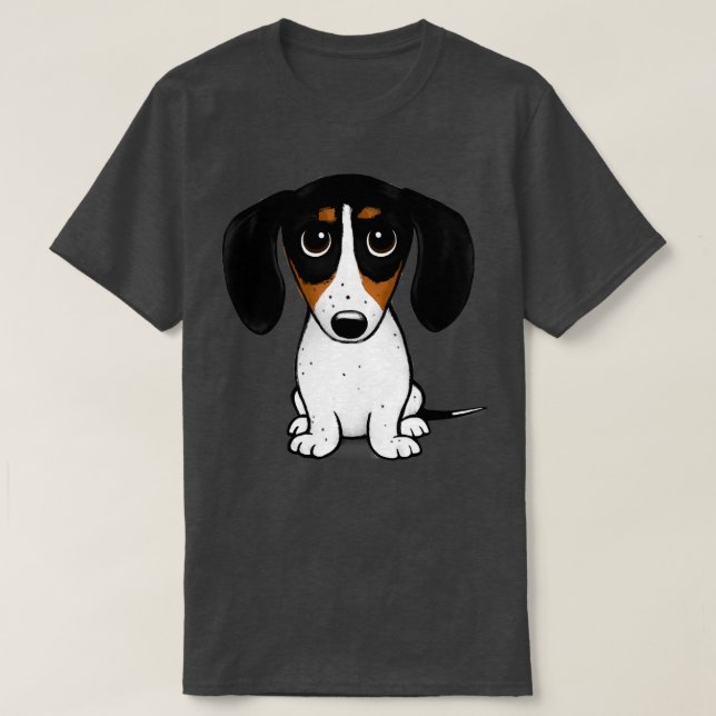 Piebald-Dackel Niedlicher Schwarzer Tan und Weiße  T-Shirt (Design vorne)