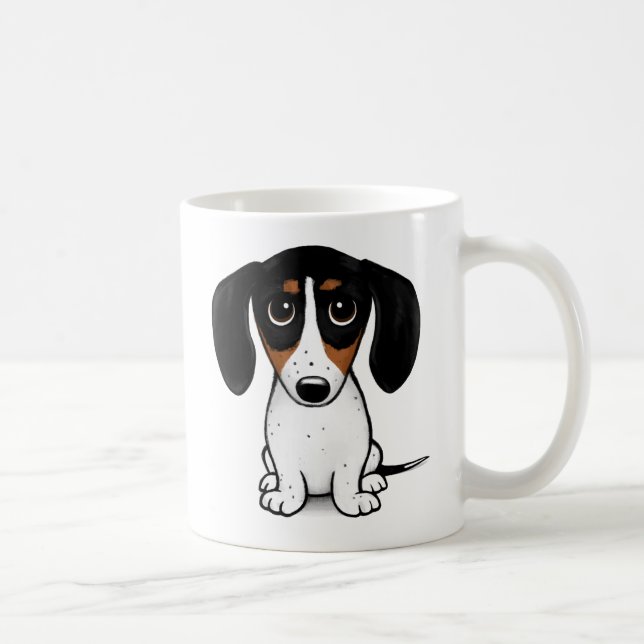 Piebald Dackel | Niedlicher Welpen-Hund-Kaffee-Tas Kaffeetasse (Rechts)
