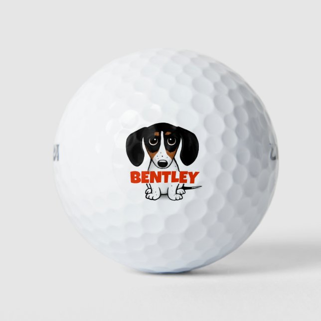 Piebald Dackel Niedlicher Welpenhund Custom Golfball (Vorderseite)