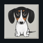 Piebald Dackel | Niedlicher Welpenhundemagnet Magnet<br><div class="desc">Ein lustiger Kühlschrankmagnet für Piebalds Dackel Liebhaber. Schwarze,  braune und weiße Dackel. Besuchen Sie Jenn's Doodle World für noch mehr Accessoires für Zuhause und Büro mit diesem lustigen Hund und originelleren Dackel Hund Designs.</div>